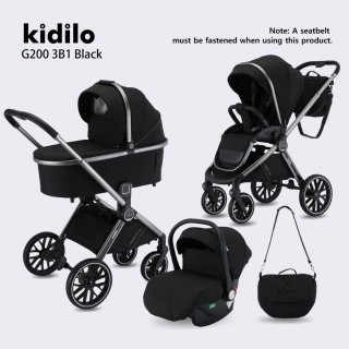 Коляска универсальная 3 в 1 Kidilo G200, черный